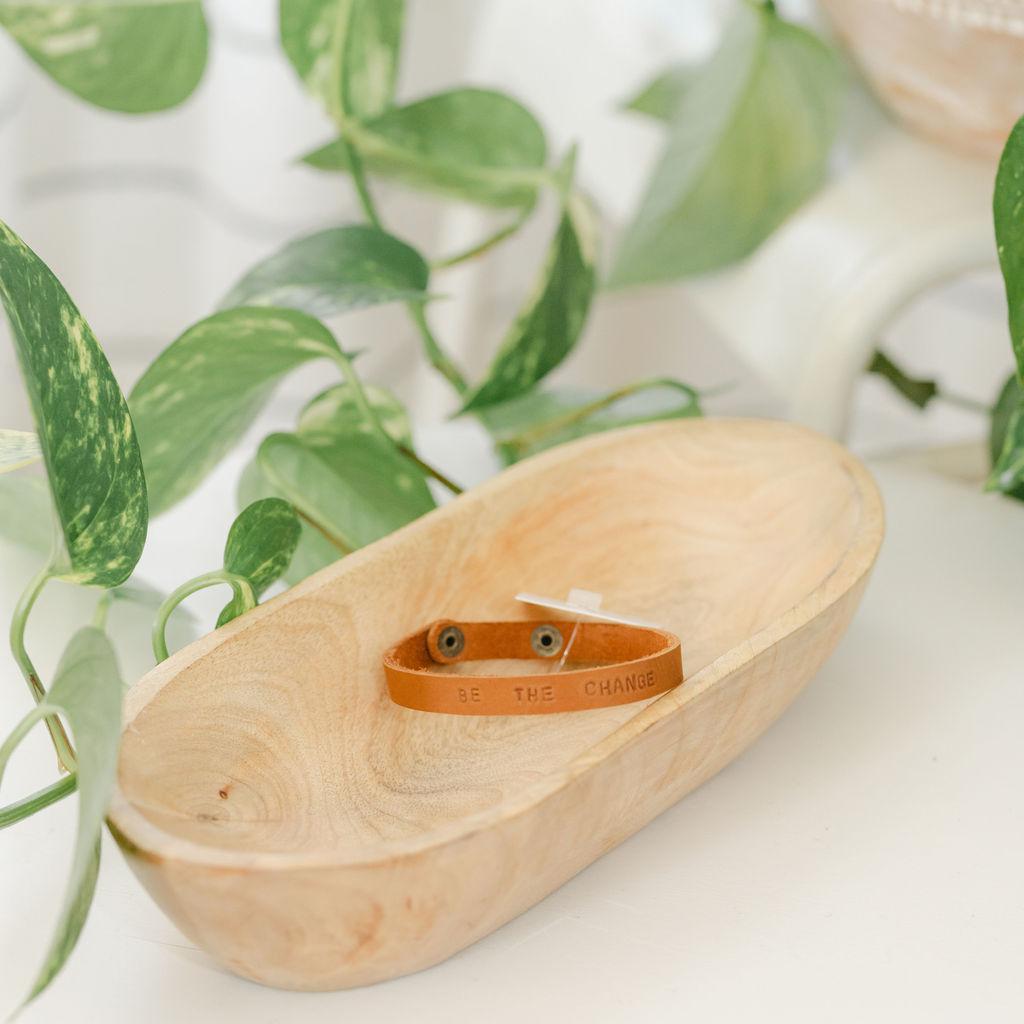 Light brown leather bracelet with &