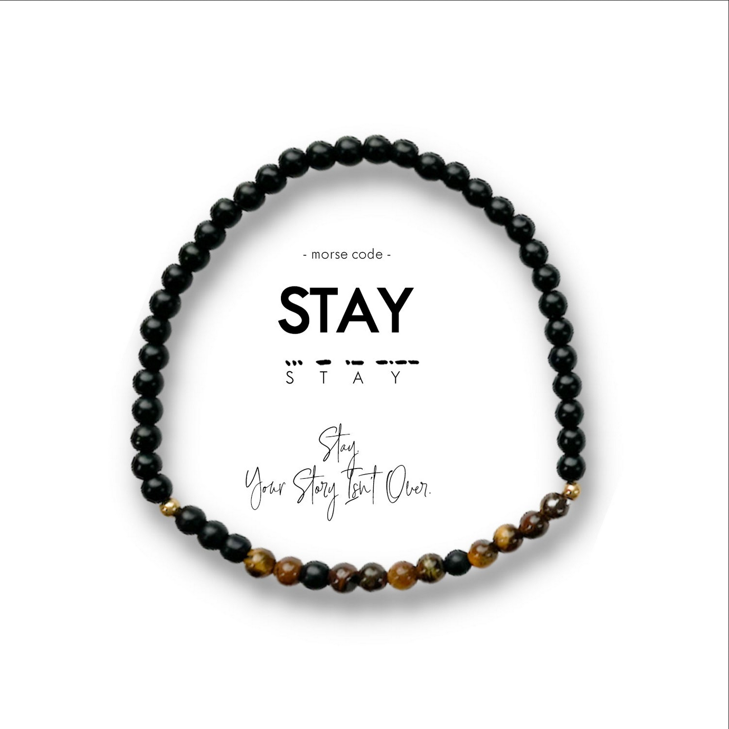 Black beaded bracelet with &