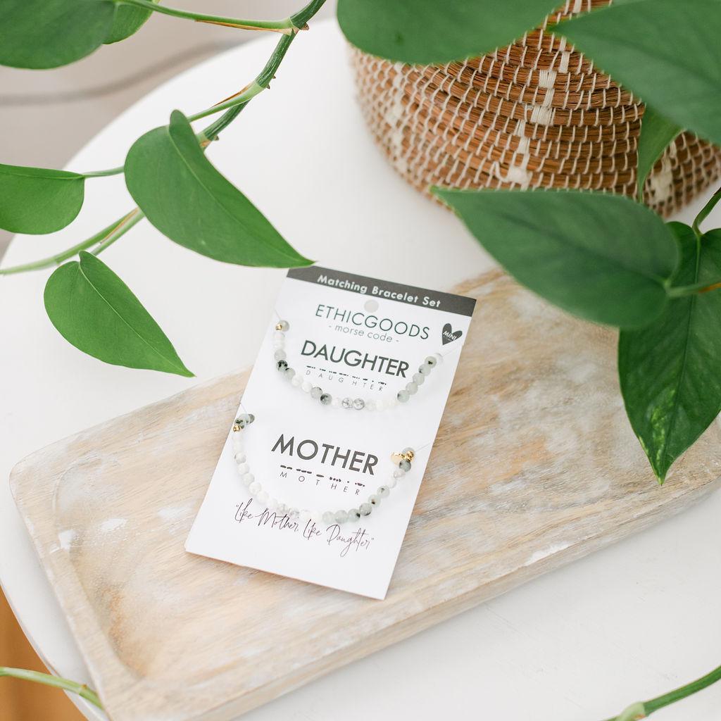 Matching Mother/Mini Daughter Morse Code Bracelets