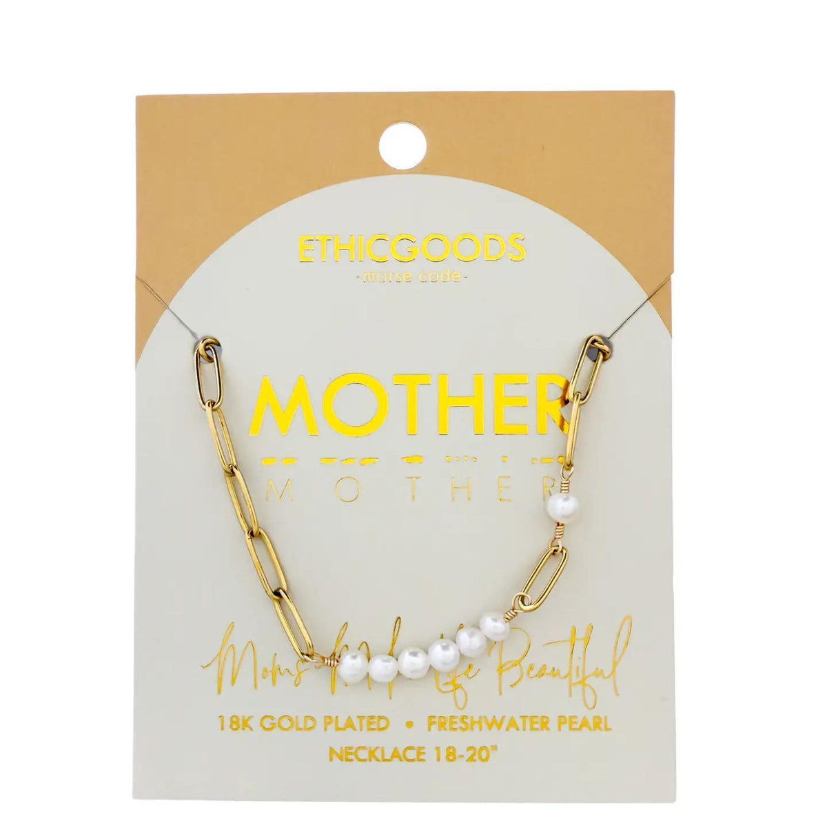 Mother Pearl + Gold Paperclip Necklace