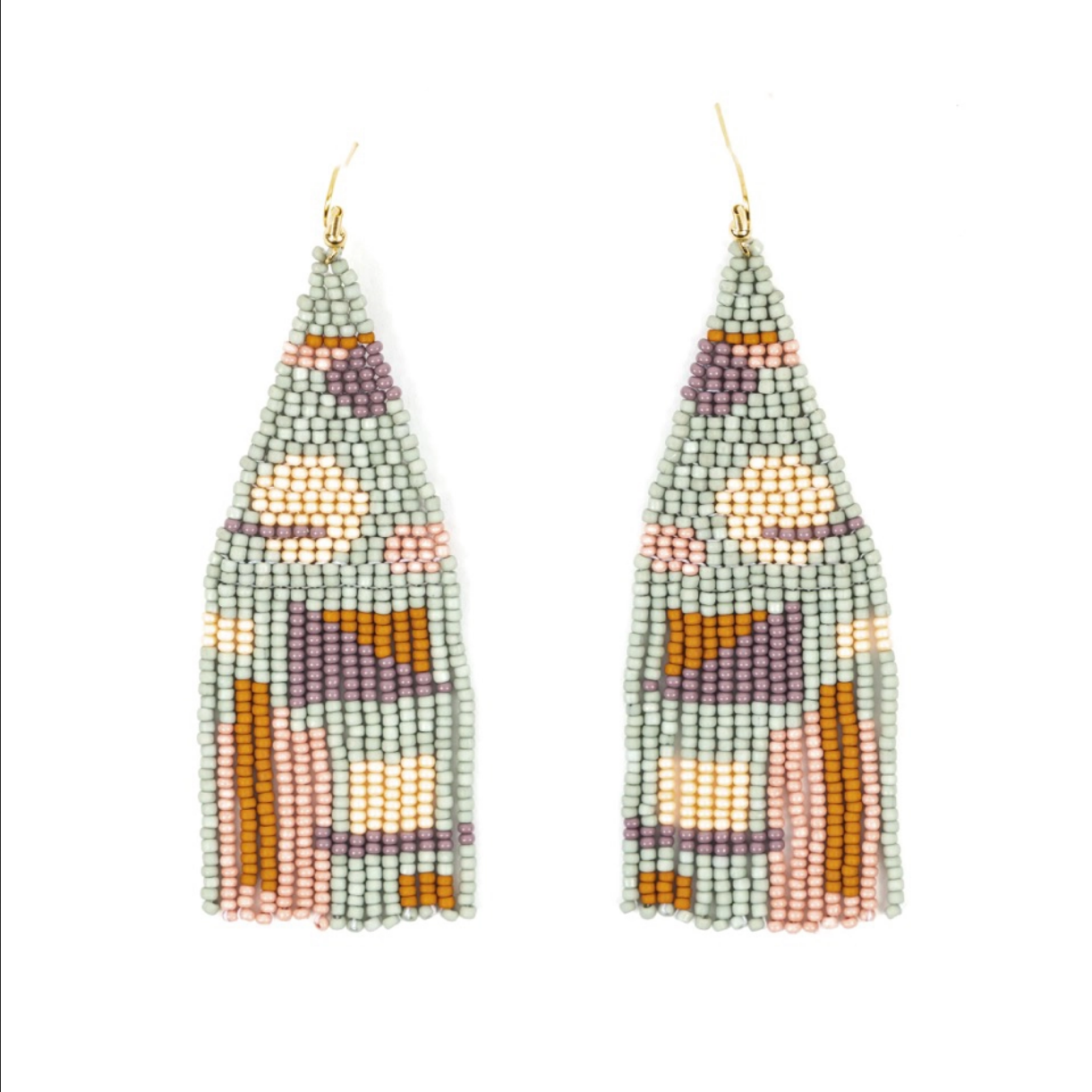 Beaded Shapes Fringe Earrings