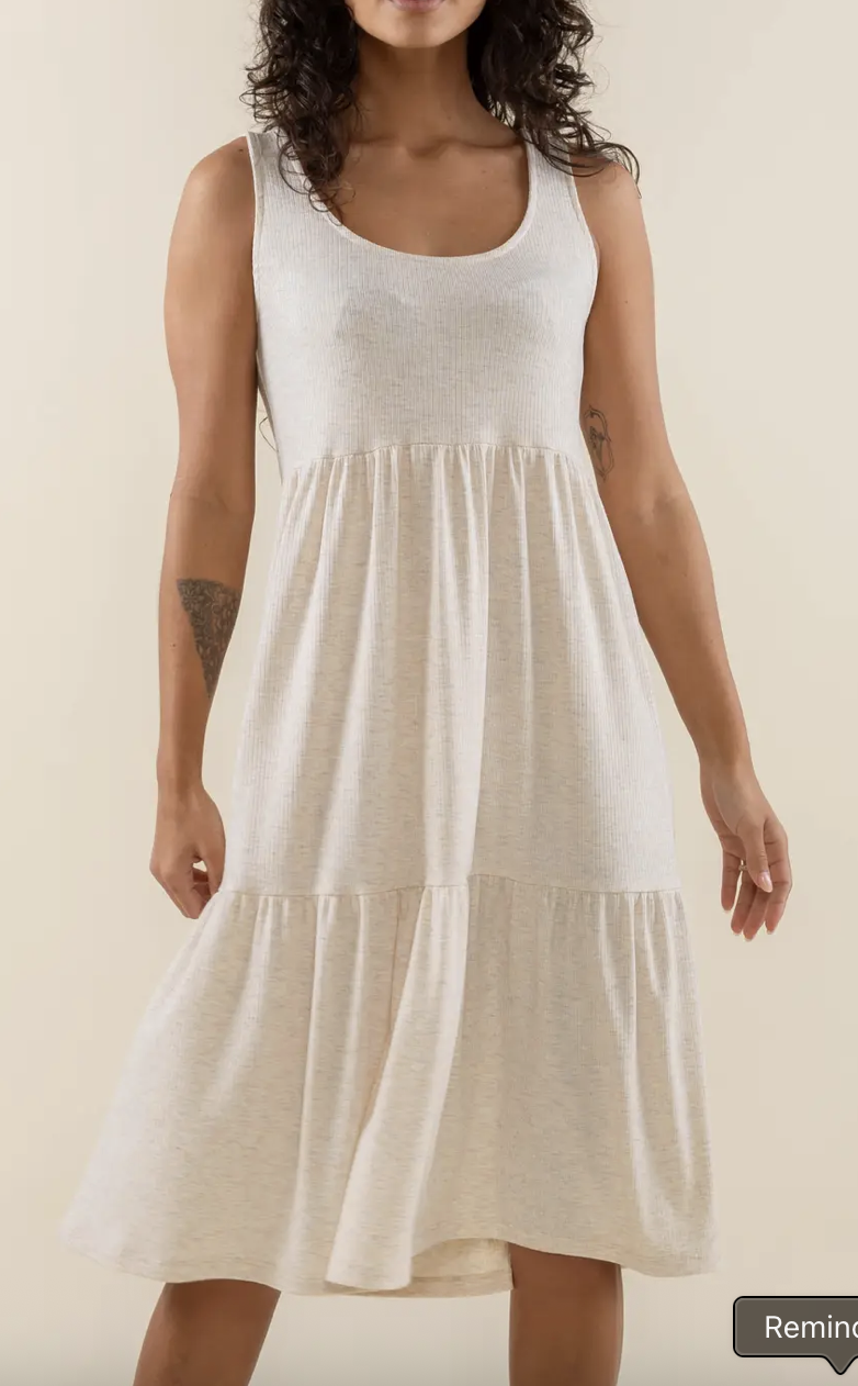 Riley U-Neck Tiered Rib Dress