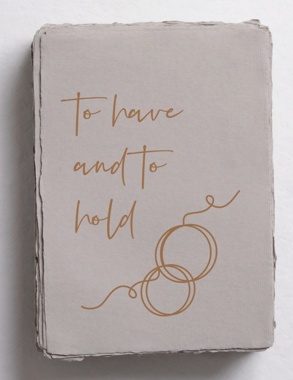 A grey wedding card of recycled paper with the phrase &