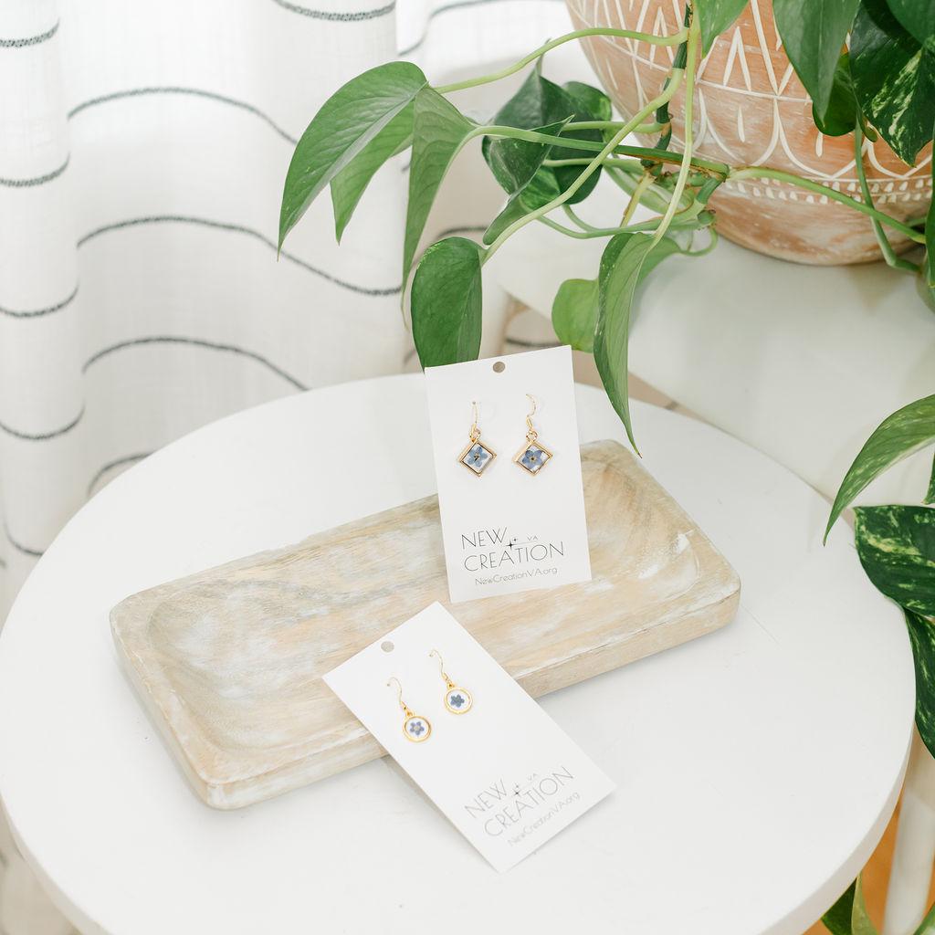 Forget-Me-Not Resin Earrings