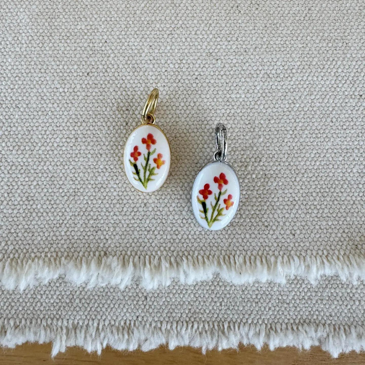 Antique Gold Bead Necklace + Charm