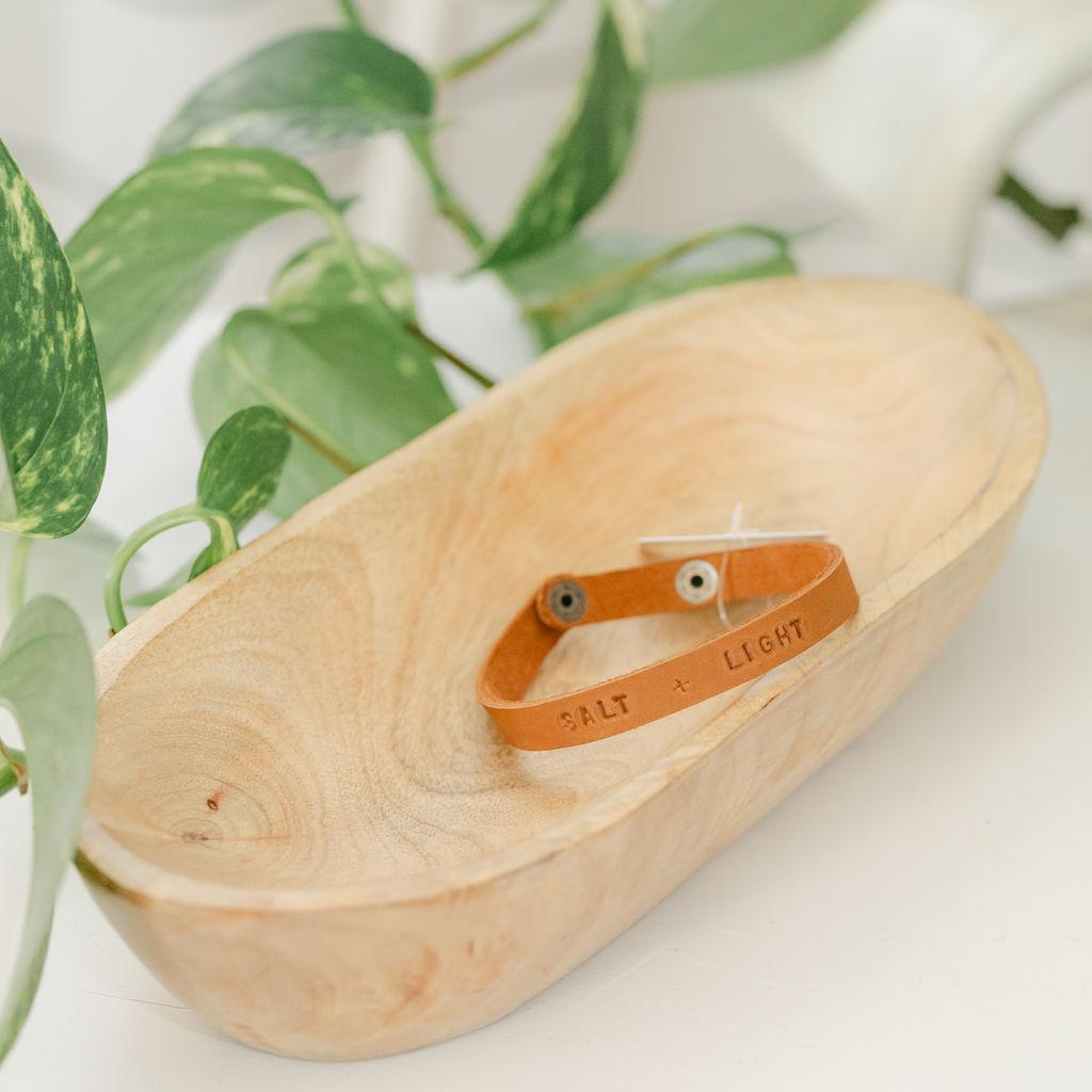 Light brown leather bracelet with &