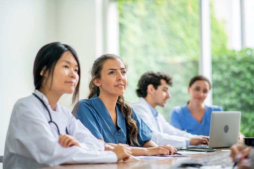 Medical professionals in a class setting