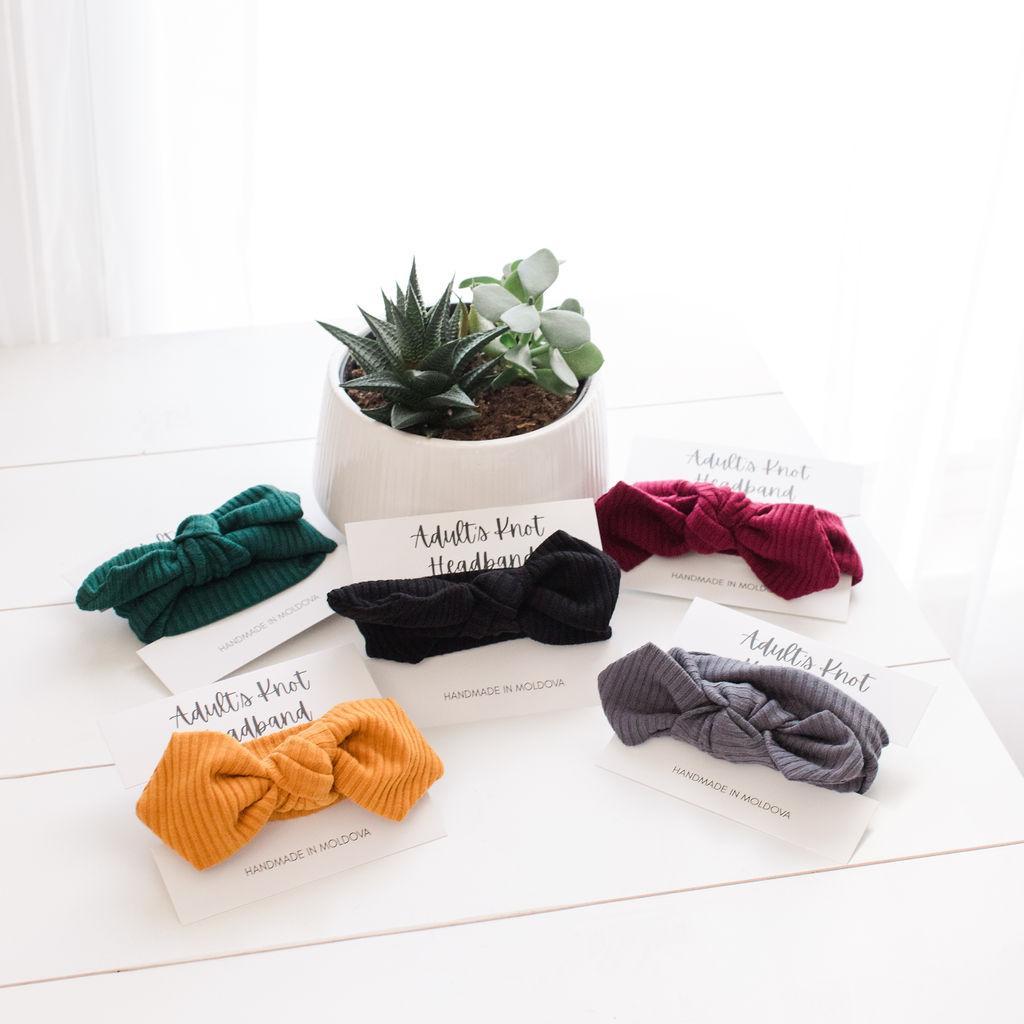 Mustard Knit Knot Headband