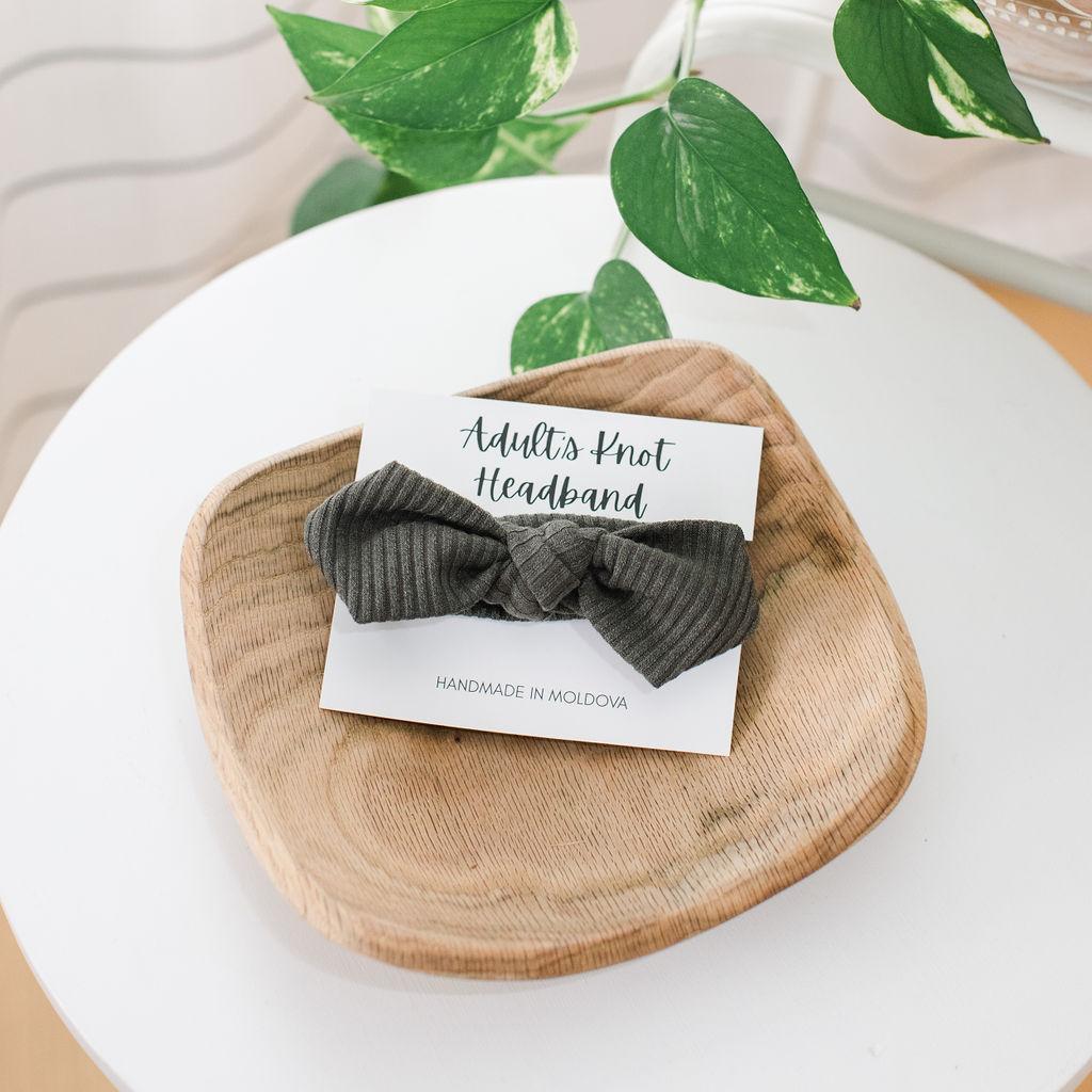 Olive Knit Knot Headband
