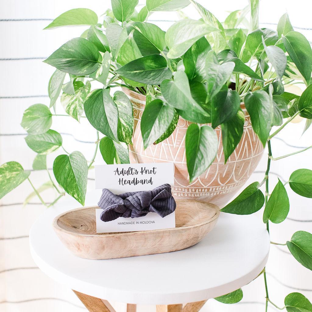 Gray Knit Knot Headband