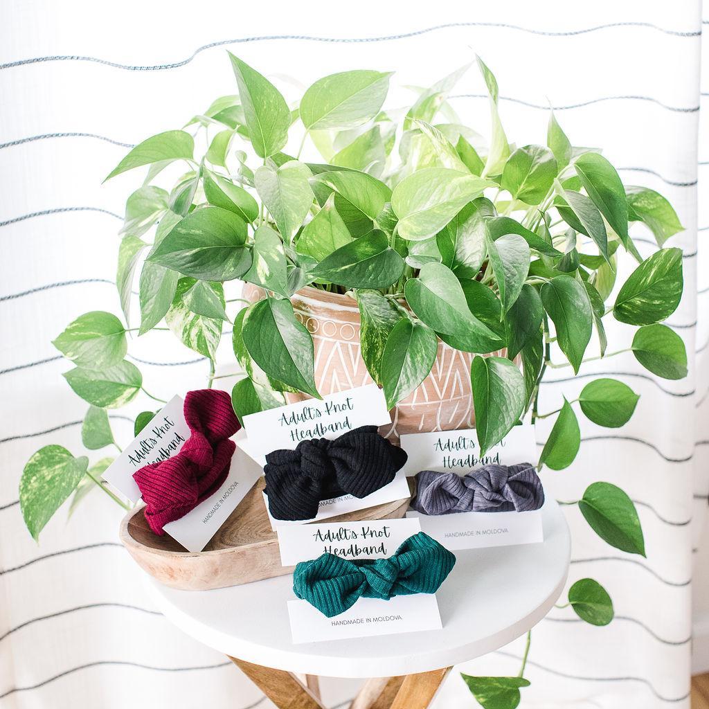 Gray Knit Knot Headband