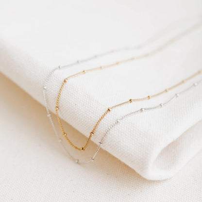 Antique Gold Bead Necklace + Charm