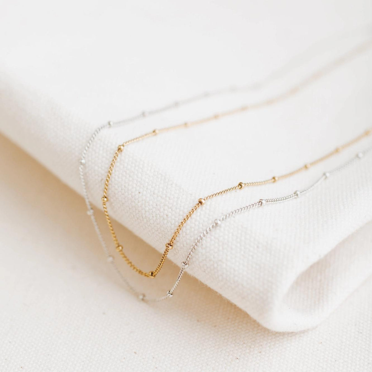 Antique Gold Bead Necklace + Charm