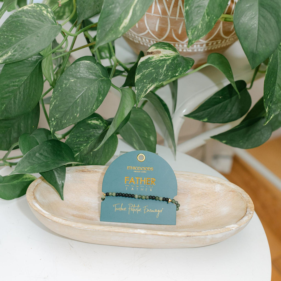 Teal card with &