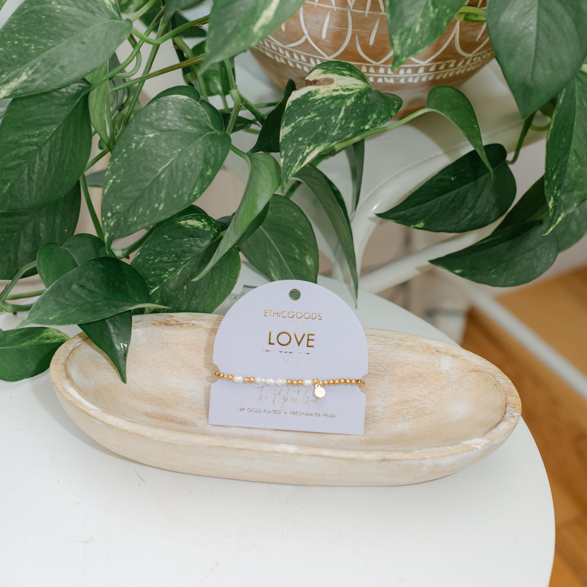 Love Pearl + Gold Morse Code Bracelet