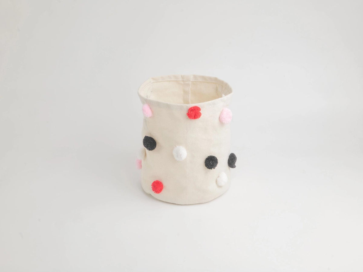 Pom Pom Canvas Basket