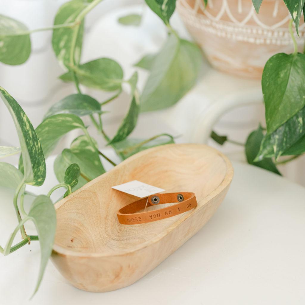Light brown leather bracelet with &