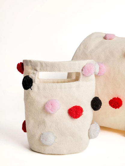 Pom Pom Canvas Basket