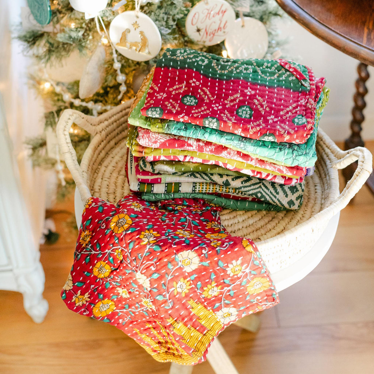 Christmas Kantha Kitchen Towel