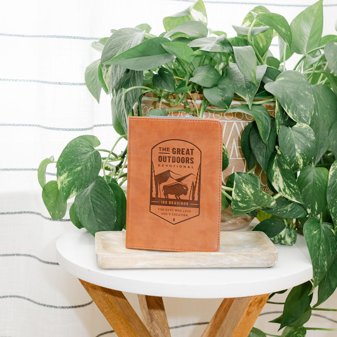 Brown faux leather notebook with &