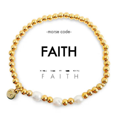 Gold and pearl beaded bracelet with &