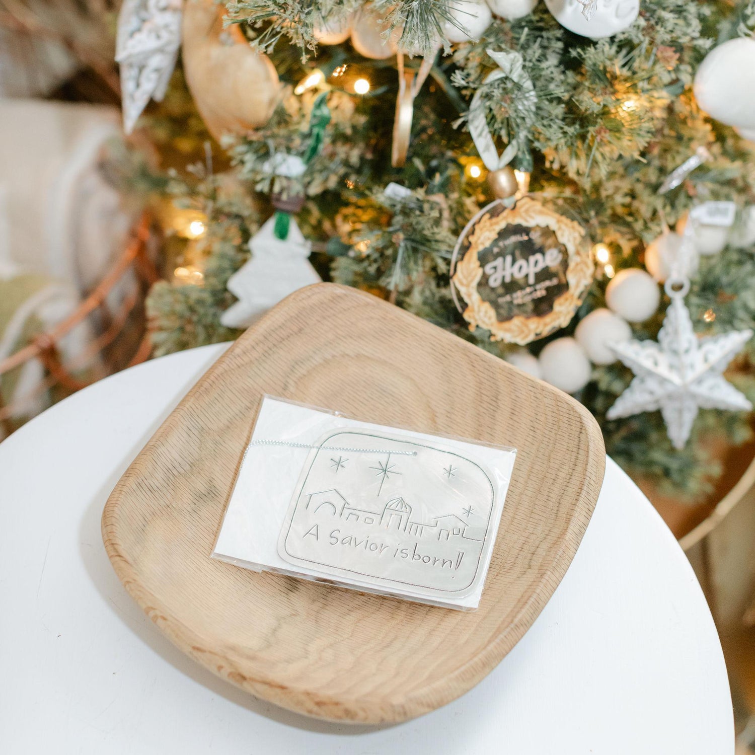 A Savior Is Born Tin Ornament