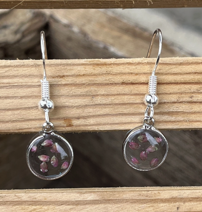 Silver + Pink Flower Bud Resin Earring