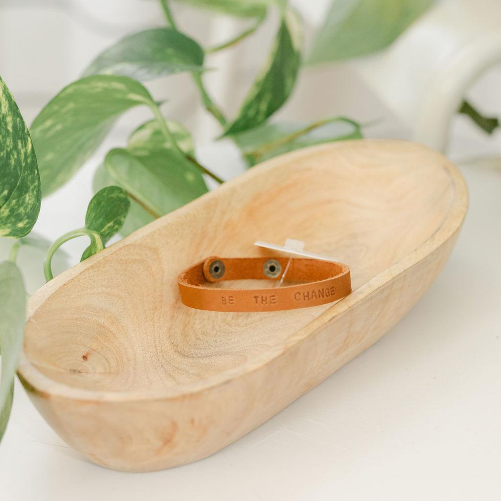 Light brown leather bracelet with &