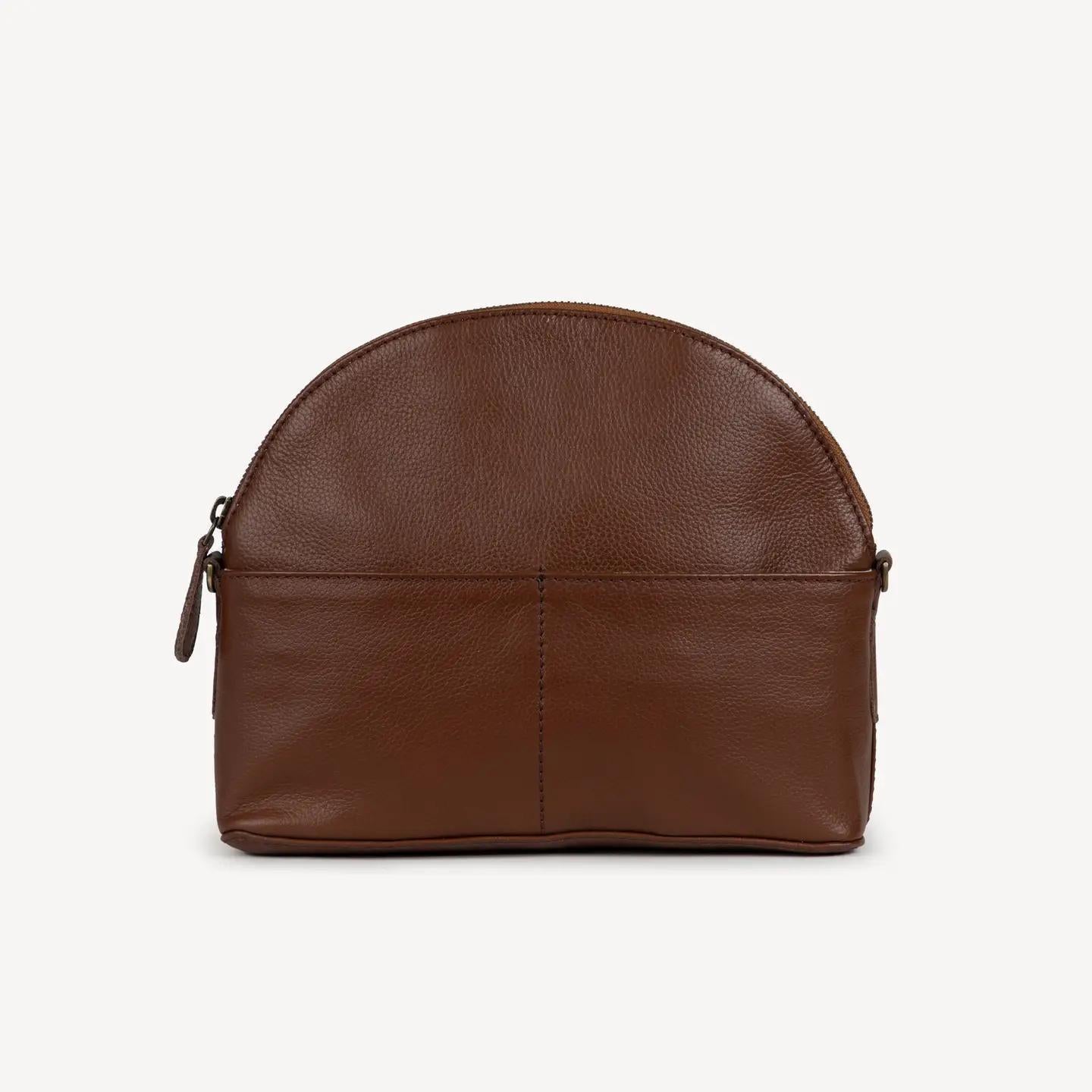 Pebbled Leather Halfmoon Crossbody