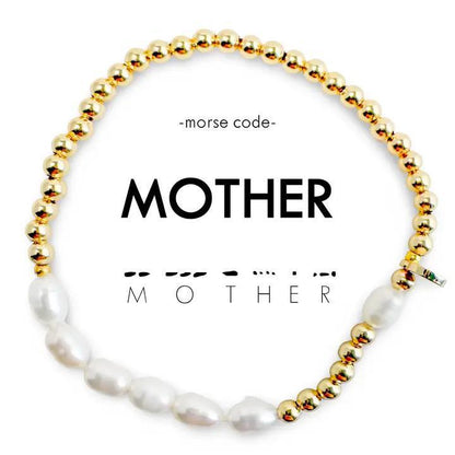 Bracelet with gold and pearl beads spelling &