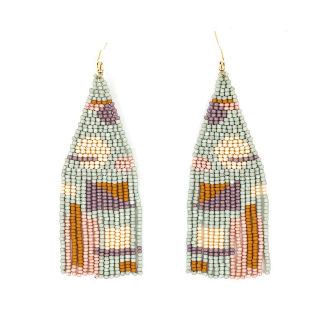 Beaded Shapes Fringe Earrings