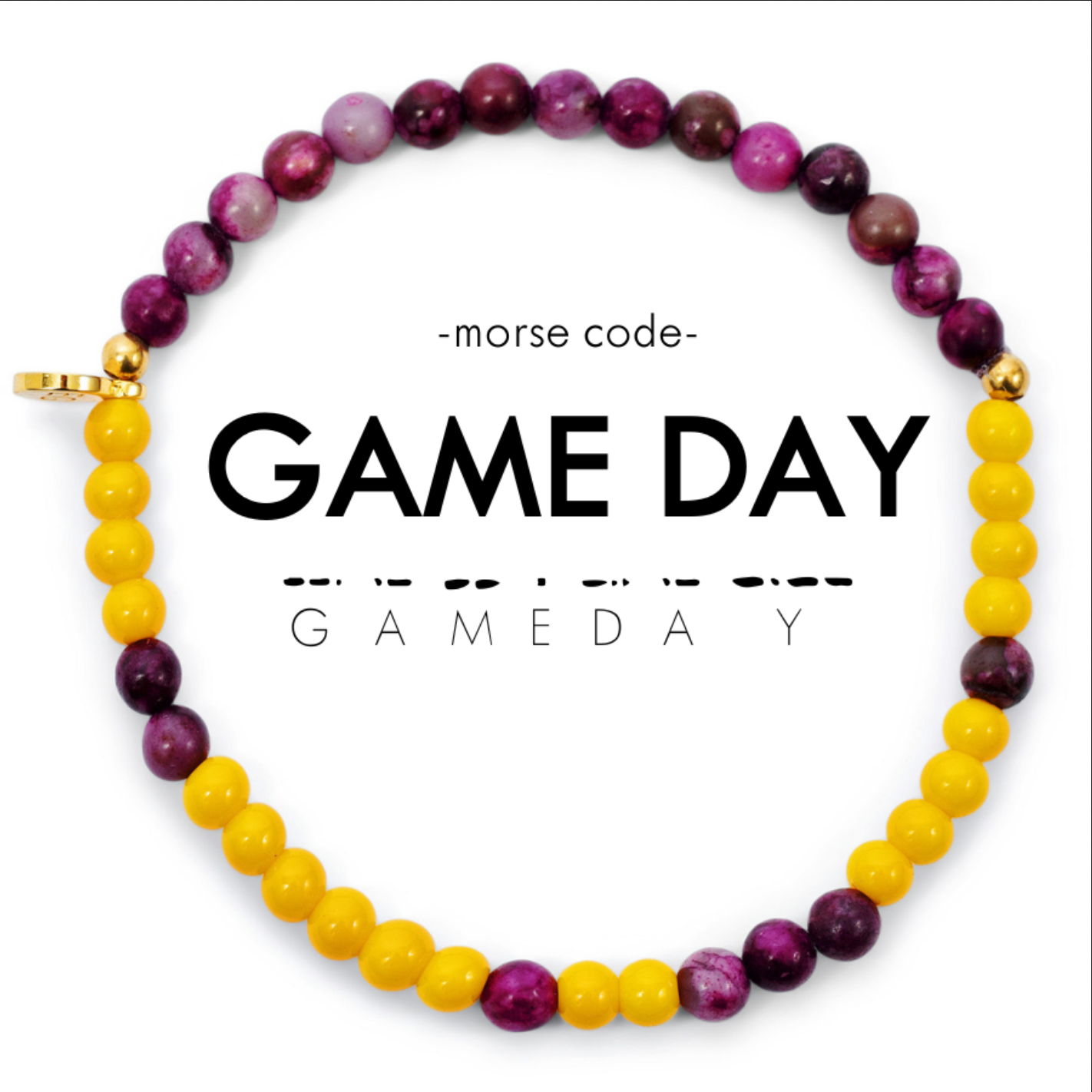 Bracelet with yellow and purple beads spelling &