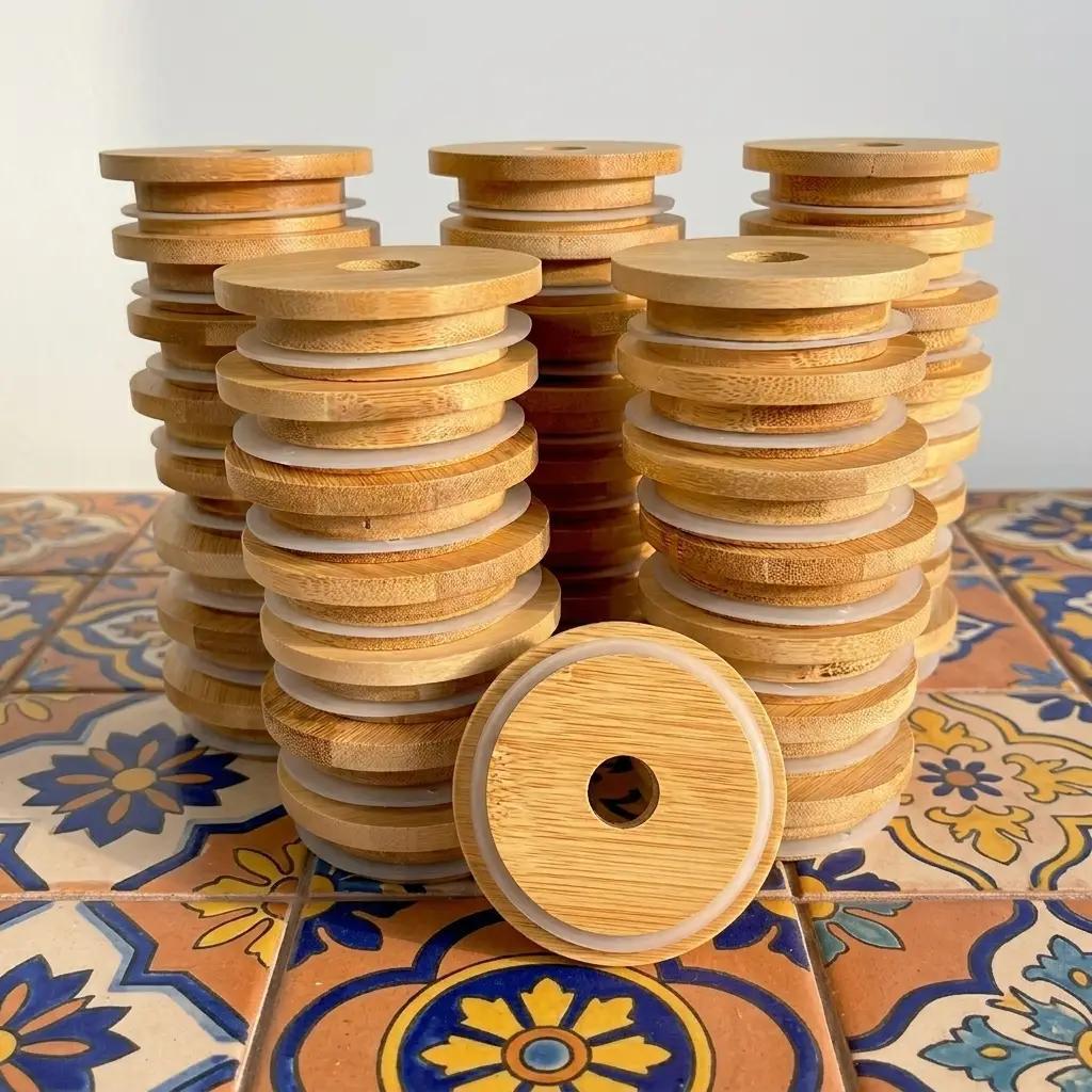 Bamboo Mason Jar Straw Lid
