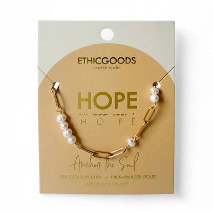 Hope Pearl + Gold Paperclip Necklace