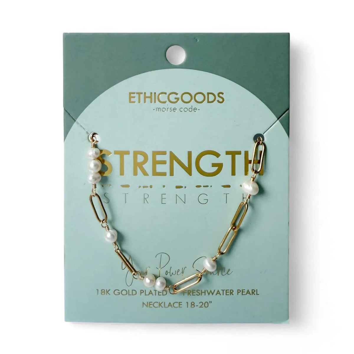 Strength Pearl + Gold Paperclip Necklace