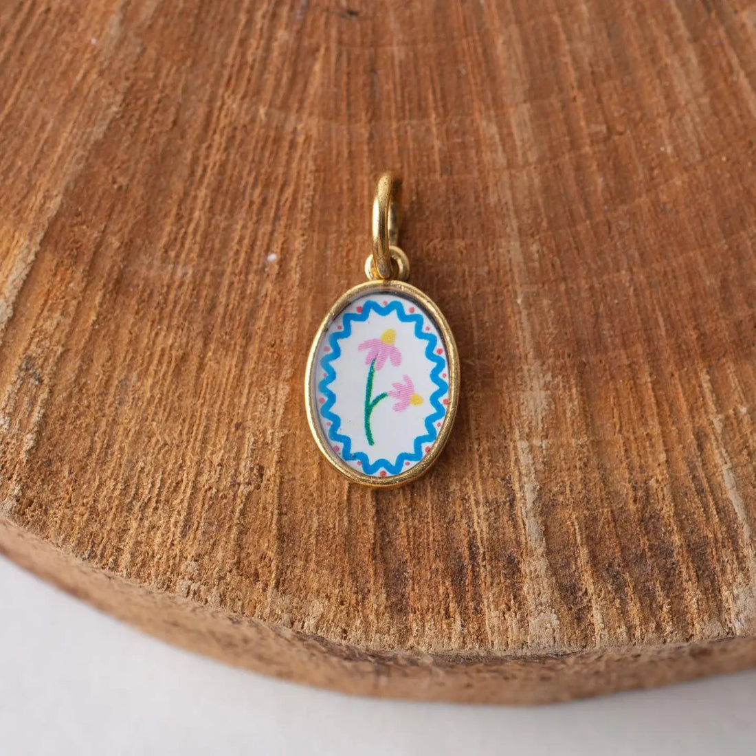 Antique Gold Bead Necklace + Charm