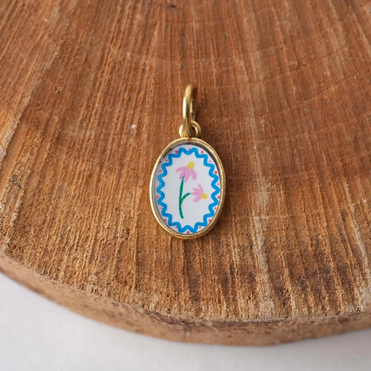 Antique Gold Bead Necklace + Charm