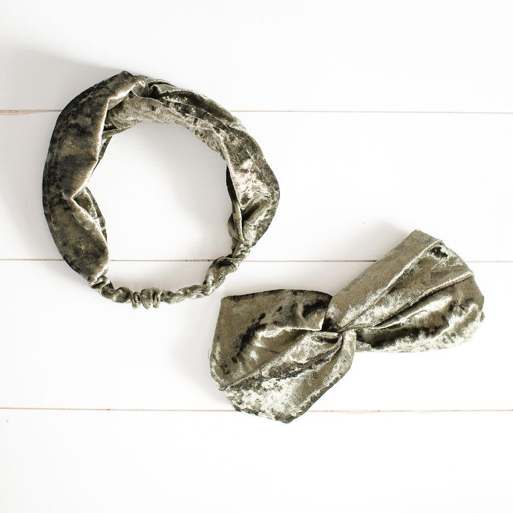 Olive Twist Velvet Headband