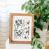 Framed artwork with floral design and text &