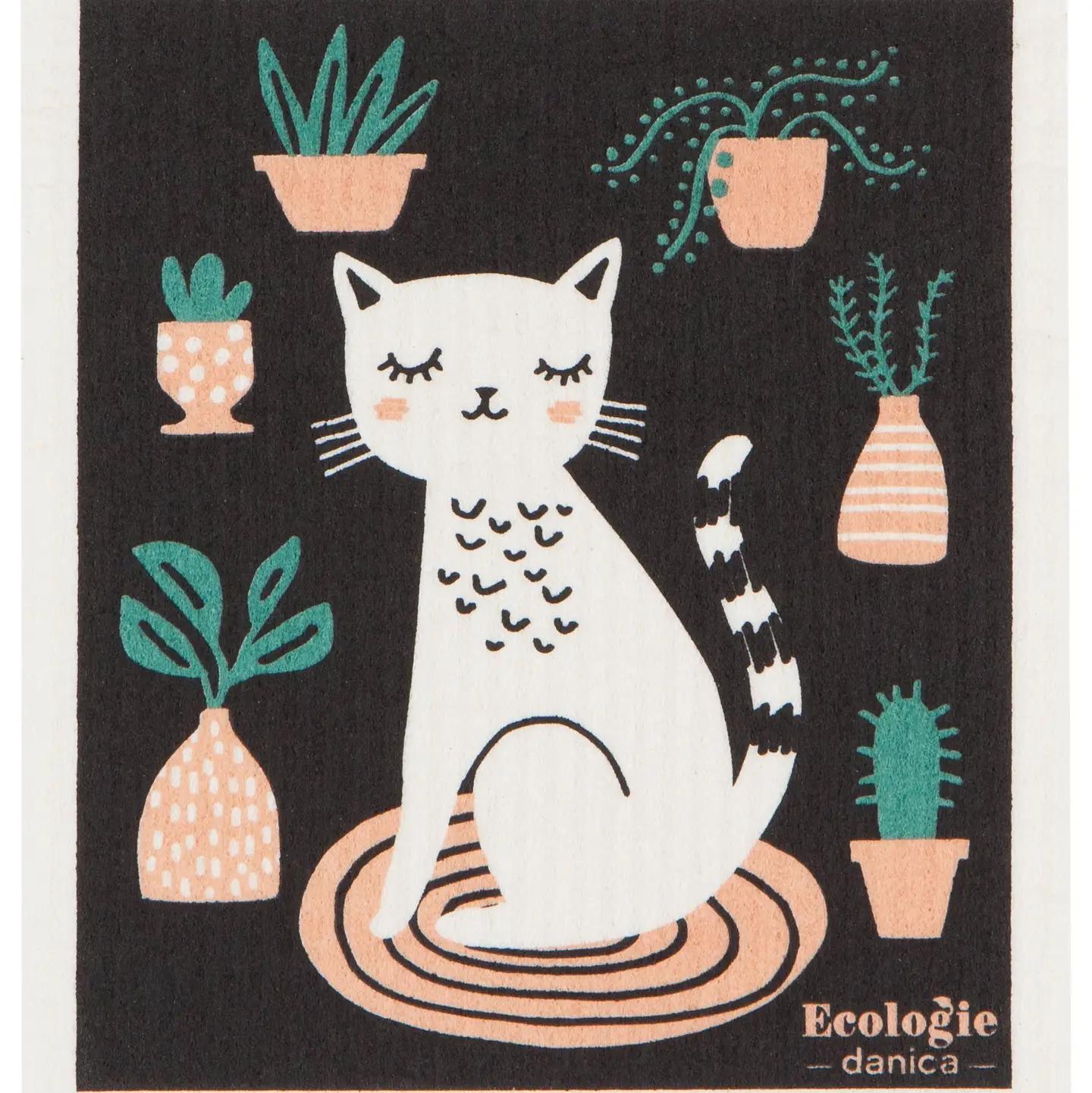 Cat Nap Swedish Dishcloth