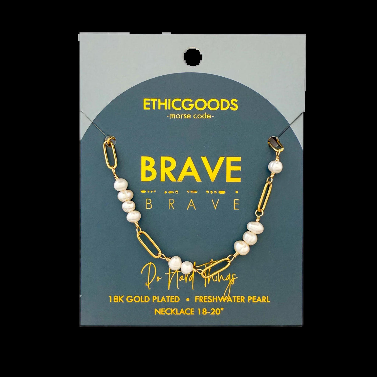 Brave Pearl + Gold Paperclip Necklace