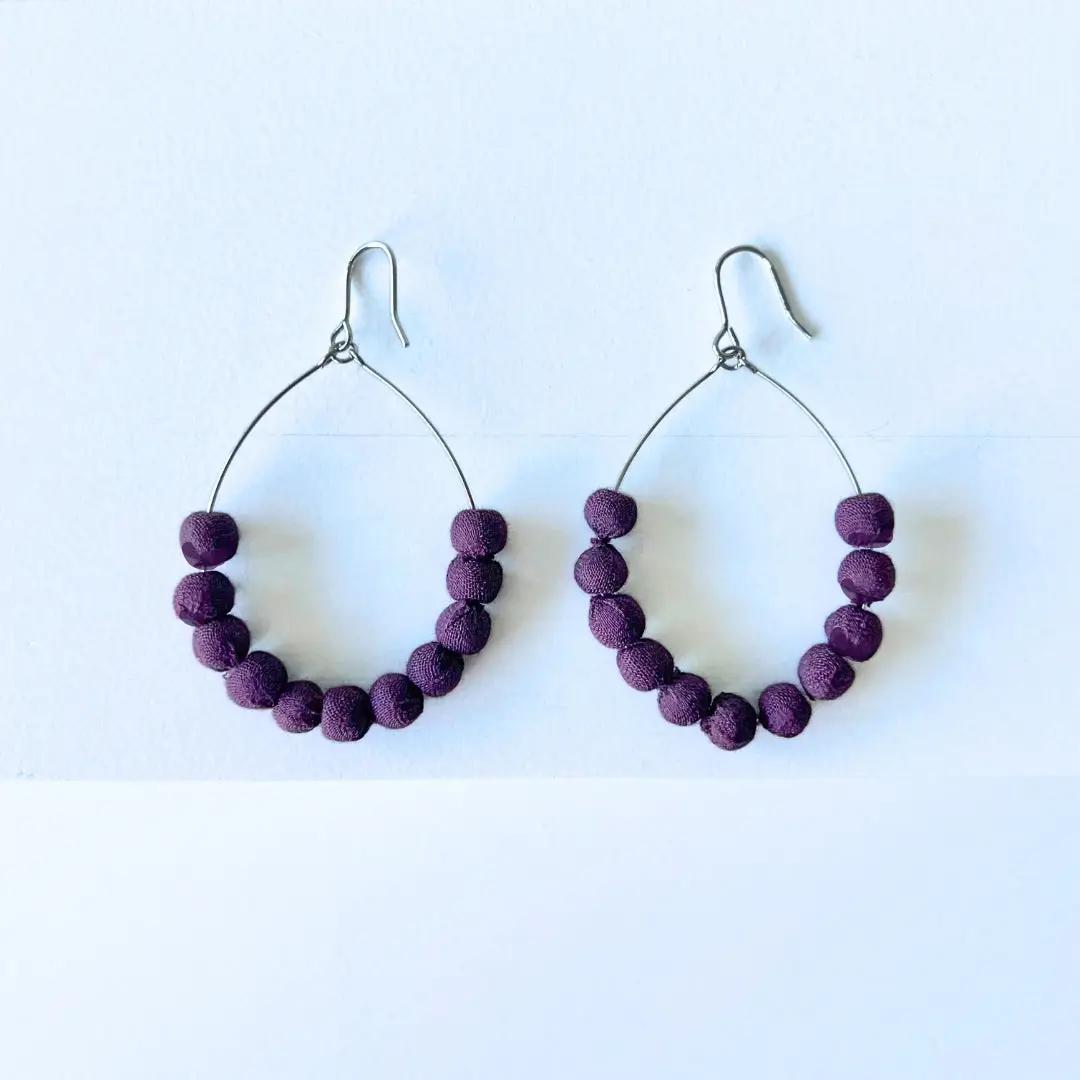 Sari Bead Semi-Circle Earrings