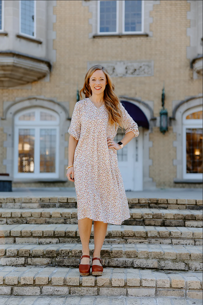 Vintage Floral LS Tier Dress