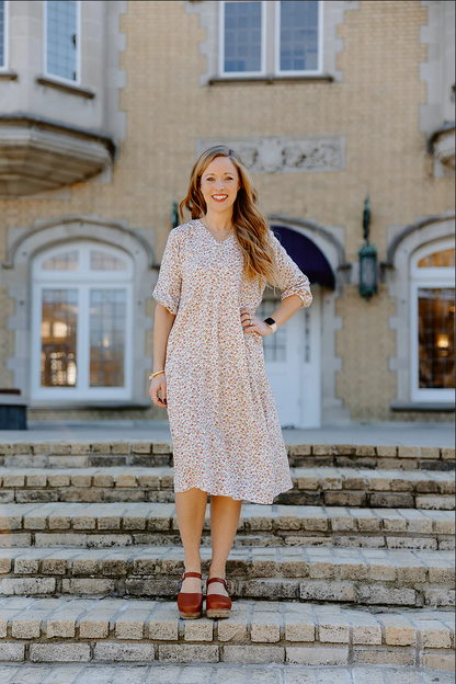 Vintage Floral LS Tier Dress