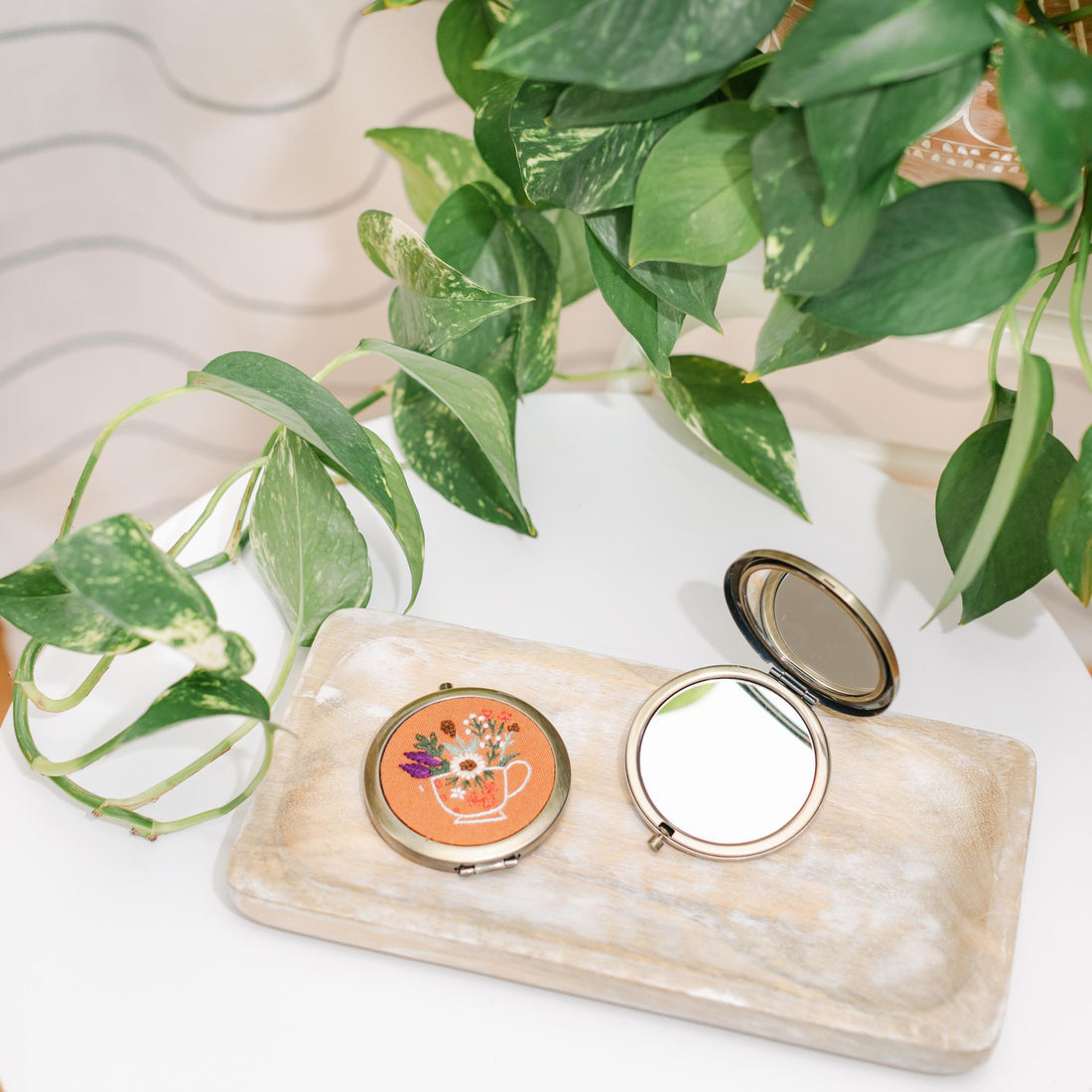 Embroidered Compact Mirror