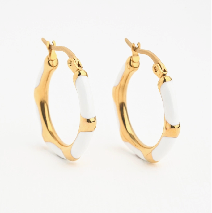 Ivory + Gold Hoops