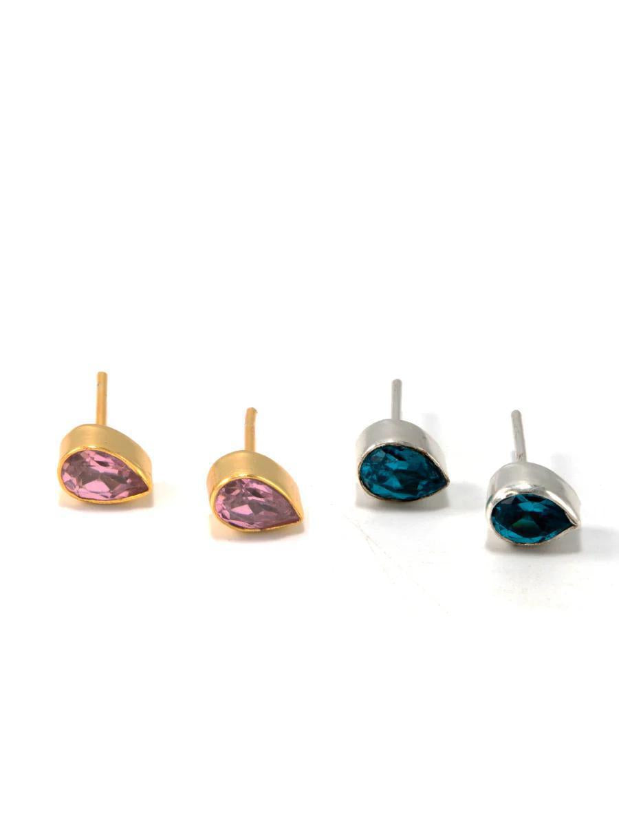 Faceted Teardrop Studs