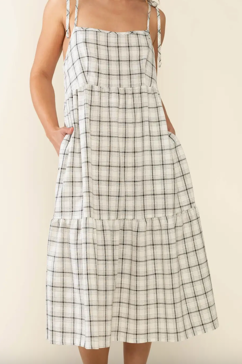 Luca Plaid Tie Strap Dress
