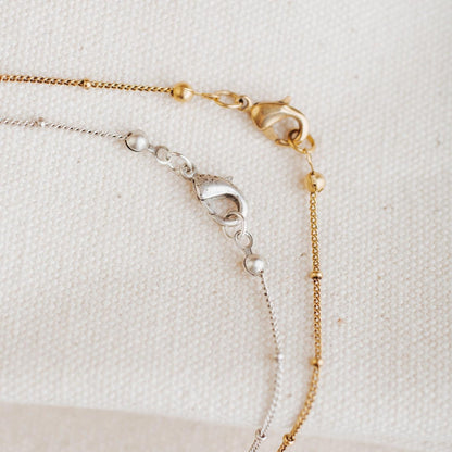 Antique Gold Bead Necklace + Charm