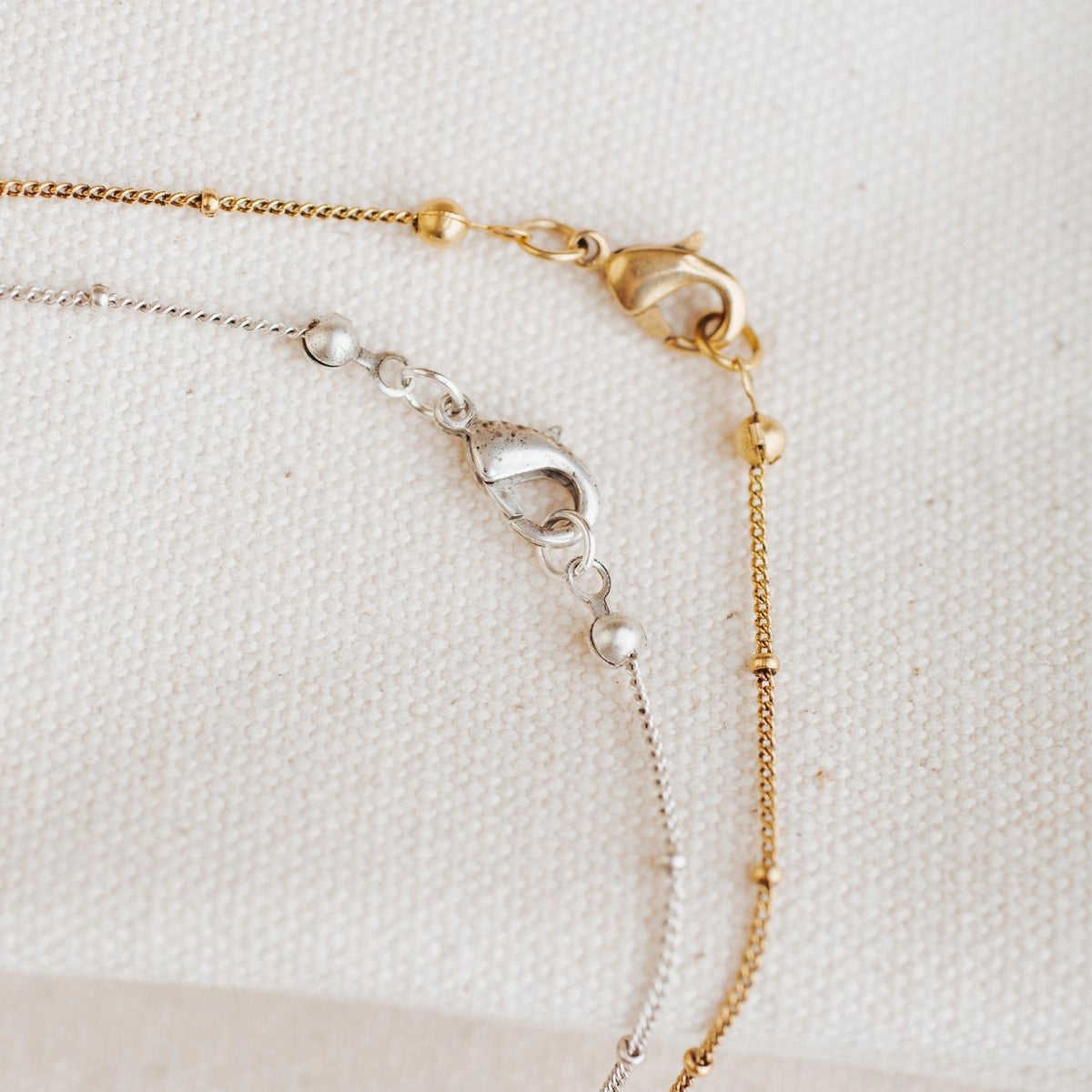 Antique Gold Bead Necklace + Charm